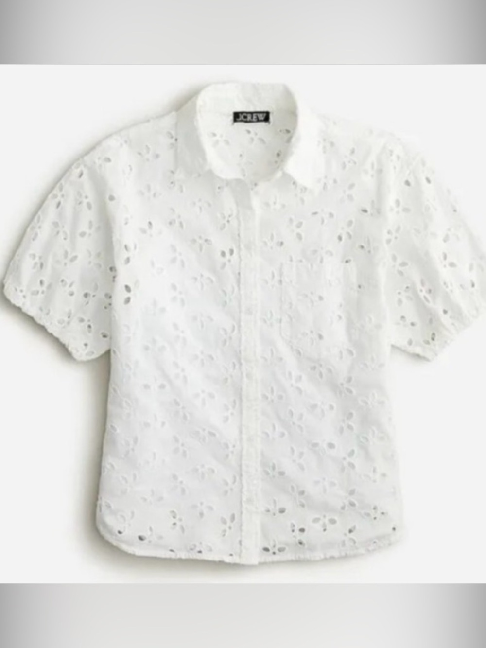 J. Crew White floral short sleeve Eyelet button down Shirt